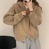 Popular multi-color hooded double zipper knitted cardigan women's new short sweater hoodie autumn and winter small jacket
