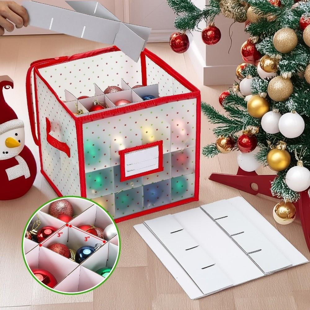 Convenient 64-Compartment Christmas Decoration Ball Storage Box Foldable Multi-Functional Storage Bag with Dividers Organizer