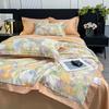New Washed  Four-Piece Set Light Luxury Comfortable Summer Blanket Soft Cotton Ice Silk Gift Airable Cover
