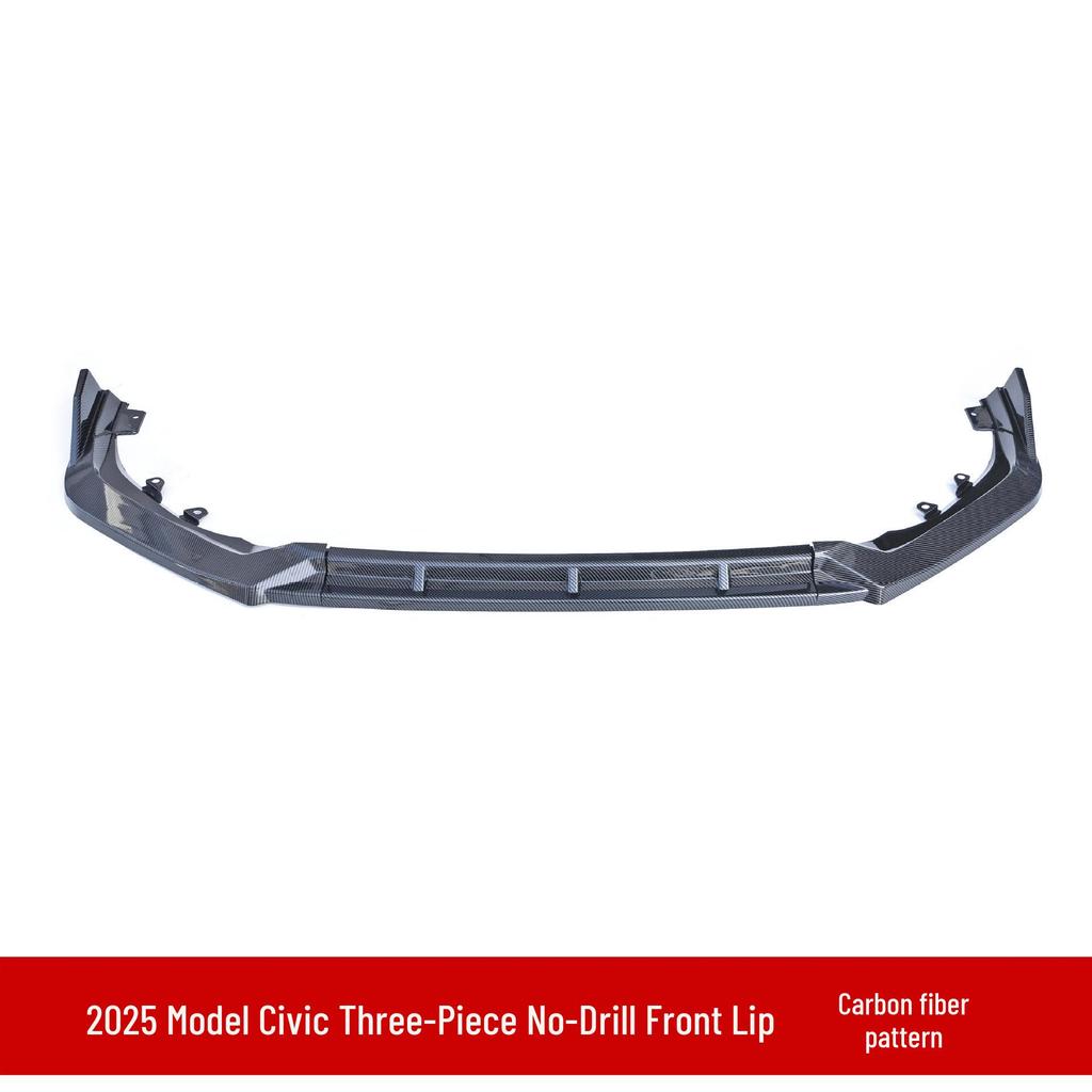 2025 Civic 11.5th Gen Front Lip: No-Drill, Non-Destructive, Three-Section Installation.