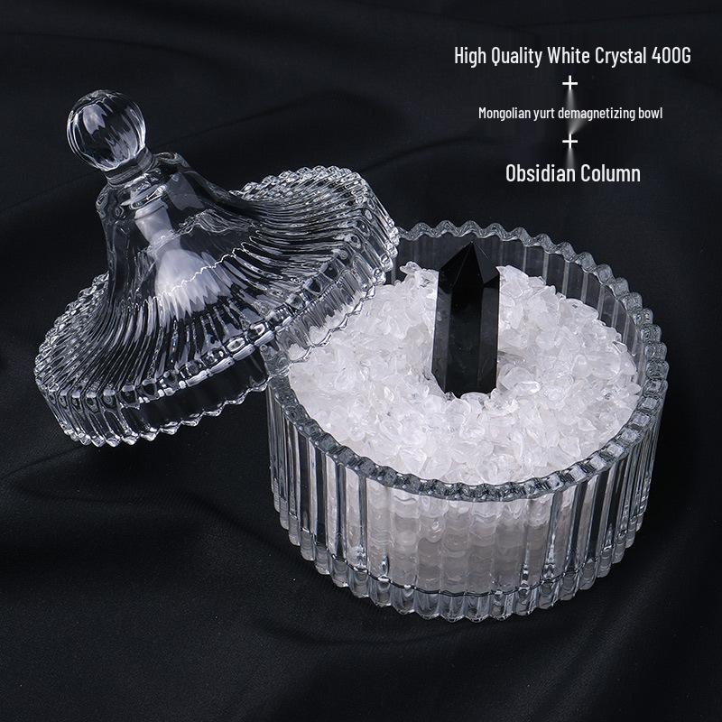 Natural White Crystal Stone Purification Bowl for Jewelry Storage