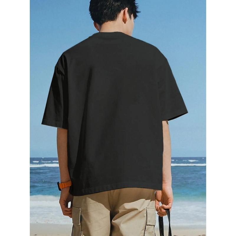 Europäische Größen Herren Lockeres Grafik-T-Shirt - Kräftiger Roter Teufel und Flammen-Print Street Style Kurzarm Rundhals Freizeit-Shirt