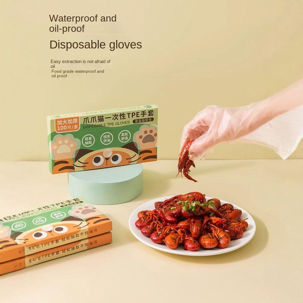 

100Pcs TPE Disposable Gloves Transparent BBQ Baking Gloves Household Latex Free Gloves