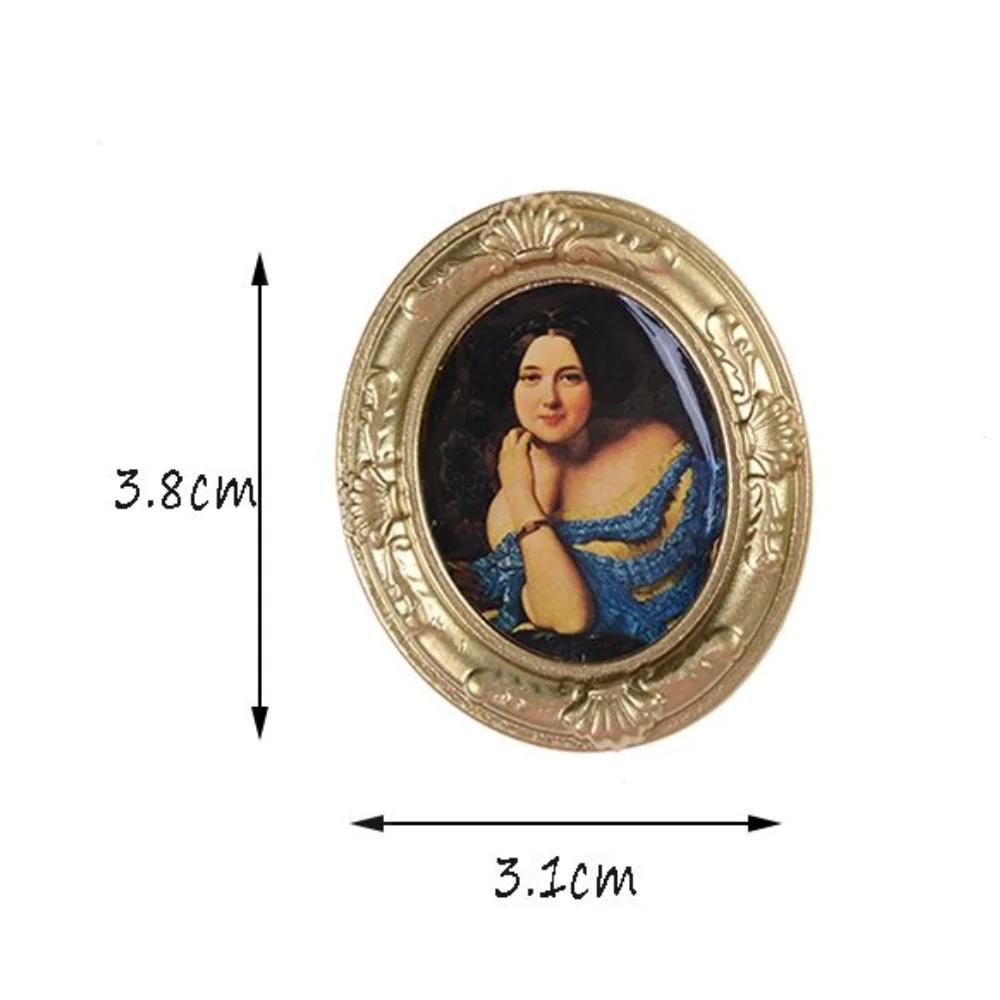 1:12 Scale Dollhouse Miniature Oil Painting Vintage Character Landscape Picture Mini Photo Frame Dollhouse Wall Mural Ornaments