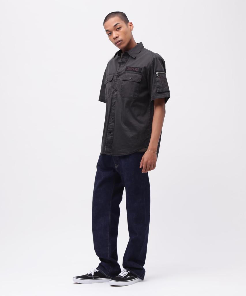 AVIREX 50th Anniversary Pigment Fatigue Size Shirt, Men's, XL, 010, Black, 783-5123009