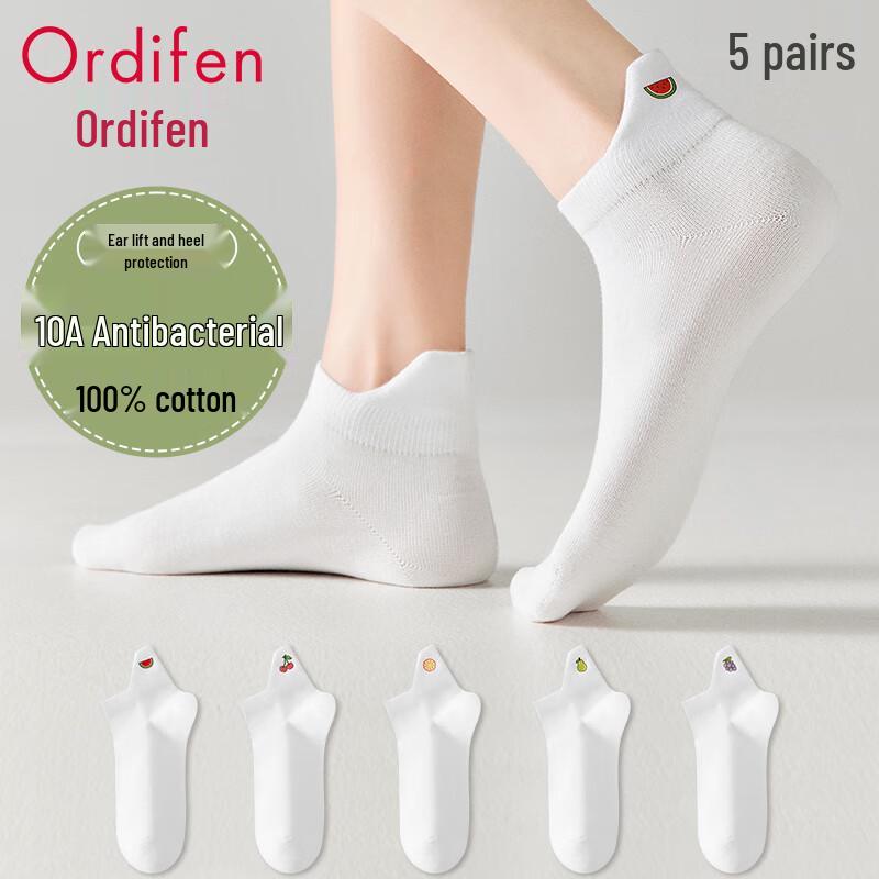 Audiffren Women s 100% Cotton Fruit Pattern Ankle Socks One Size