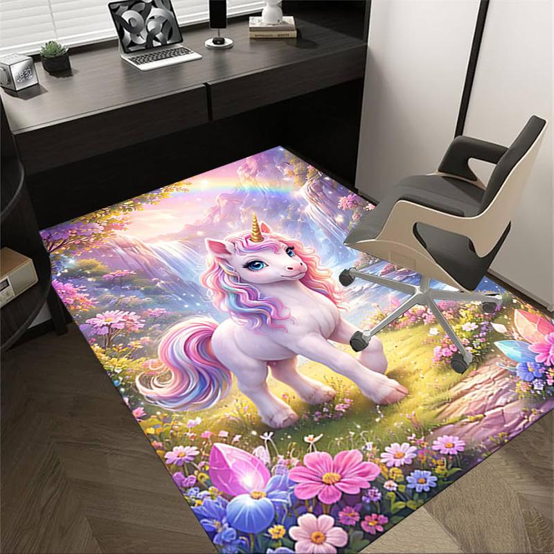 1PC Unicorn Fantasy Non-Slip Floor Carpet Compatible for Office&Living Room&Bedroom&Dining room - Flat - Weave Machine-S0363