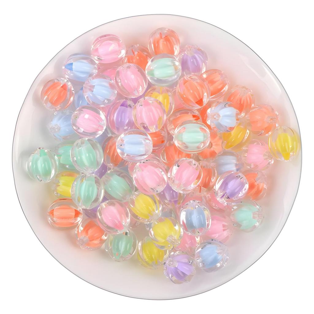 Acrylic Pumpkin Beads: 10mm Loose Beads for DIY Bracelets - New 2024 Style