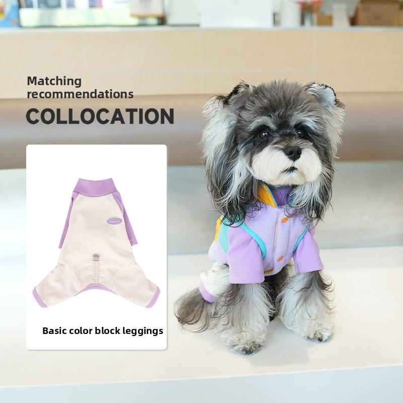 This Autumn and Winter Four-legged Color-blocking German Velvet Base Layer Is Warm and Can Be Worn with Dog Clothes Inside