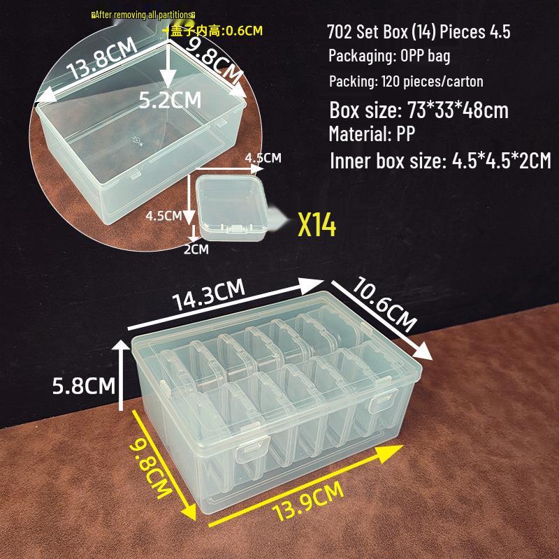 

14-Grid Compartment Storage Box for Stickers, Battery Chips, Rubber Bands, Screws, and Rivets