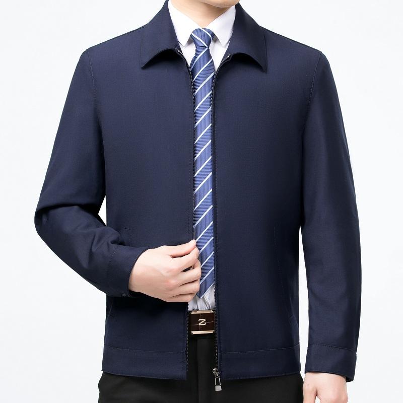 Middle-aged Wool Jacket Men's Dad Wear Spring and Autumn Thin Large Size High-end Jacket Loose Middle-aged and Elderly Leader's Top