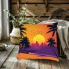 Tropical Sunset Palm Tree Pillowcase Cushion Cover Boho Beach Decor 40x40cm Accent Pillow Home Art Print Throw