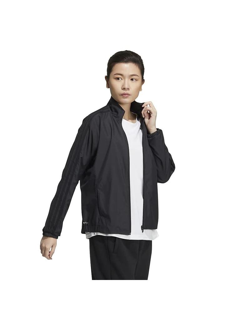Adidas WI008 Jersey Regular Fit Windbreaker Size M Women's Top, 3-Stripes, Jacket, Black/Black (HM2802),