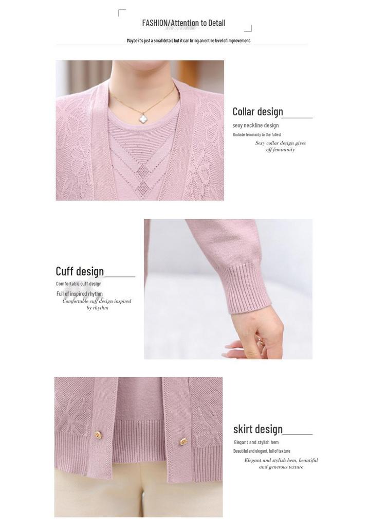 Elegant Knit 2-Piece Set for Middle-Aged Women - 2026 Spring/Autumn Collection