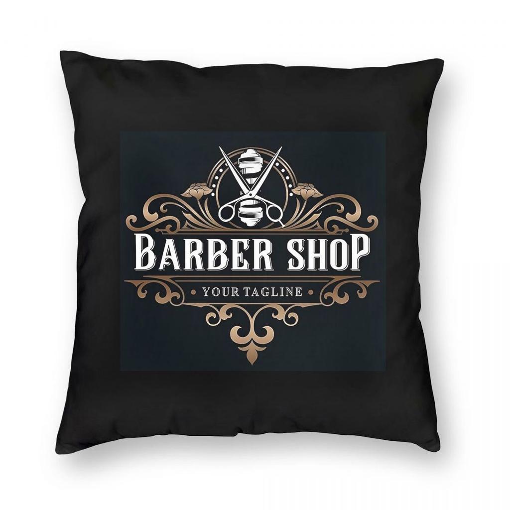 Barber Shop Sign Entrance Square Pillowcase Pillow Cover Cushion Throw Pillow for Home Sofa Living Room