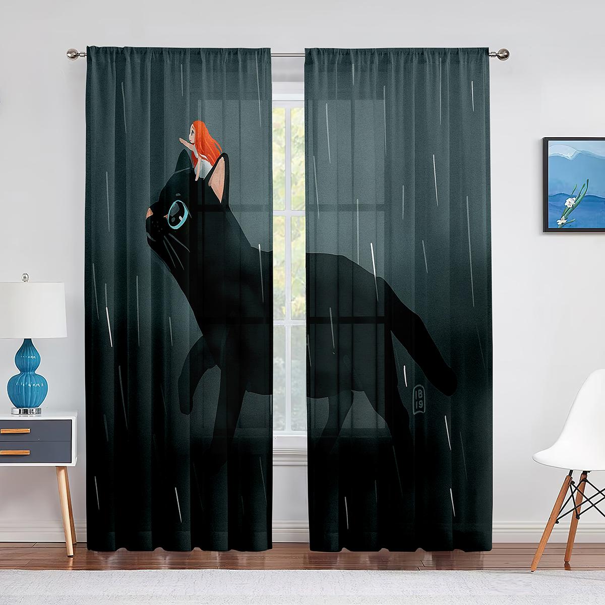 Прозрачная вуаль с милым черным котом — фото 4