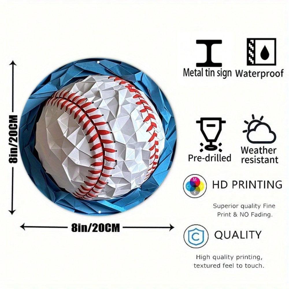 Baseball Metallschild 8x8 Zoll Sportfan Geschenk Heim Büro Dekor
