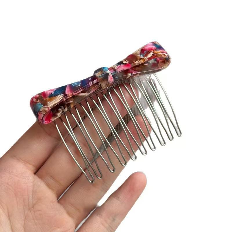 Elegant Japanese & Korean Style Acetate Bow Hair Comb for Women