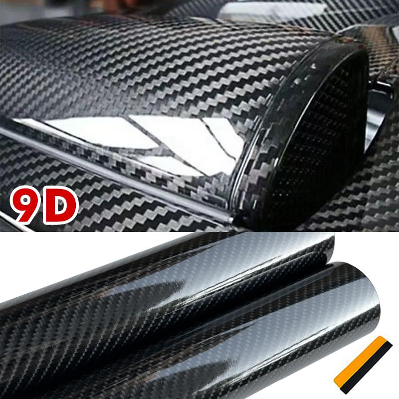 9D Carbon Fiber Car Sticker Self Adhesive Glossy Black Vinyl Wrap Film Anti-Scratch Auto Decoration Sticker for Cars Accessories