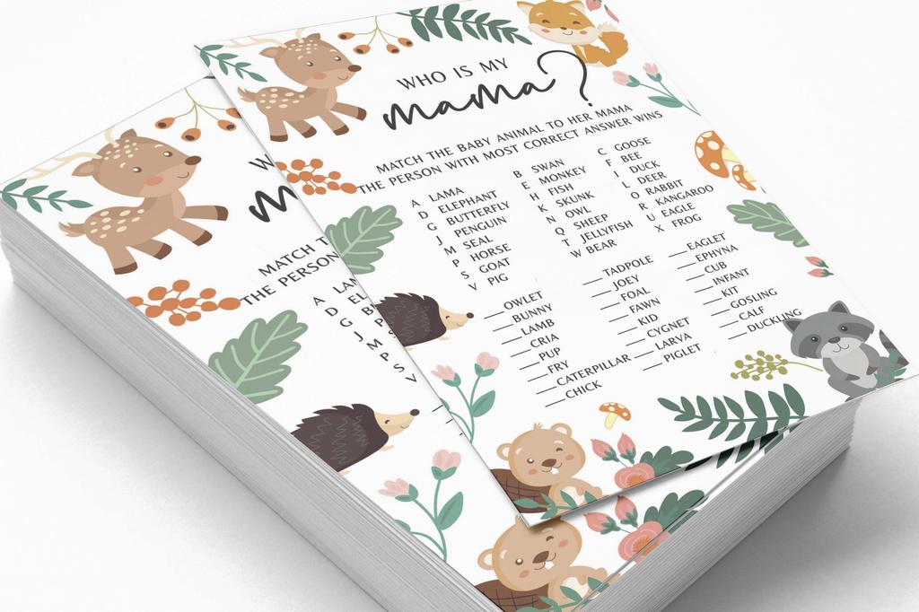 Inkdotpot 50 BabyA  AlphabetA  ABCA  GameA  Floral & Animals Baby Shower Game Gender Neutral Party