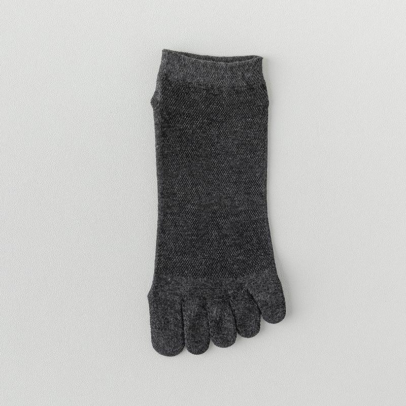Five-fingered Men's Cotton Socks Solid Color Separate Toe Summer Thin Toe Socks Mesh White Summer Anti-athlete Short Socks