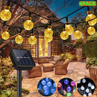 Solar 16er Lichterkette 60 LED Solarleuchte Außen Wasserdicht Kristallkugel Lichter mit 8 Modi für Gartenparty Dekoration