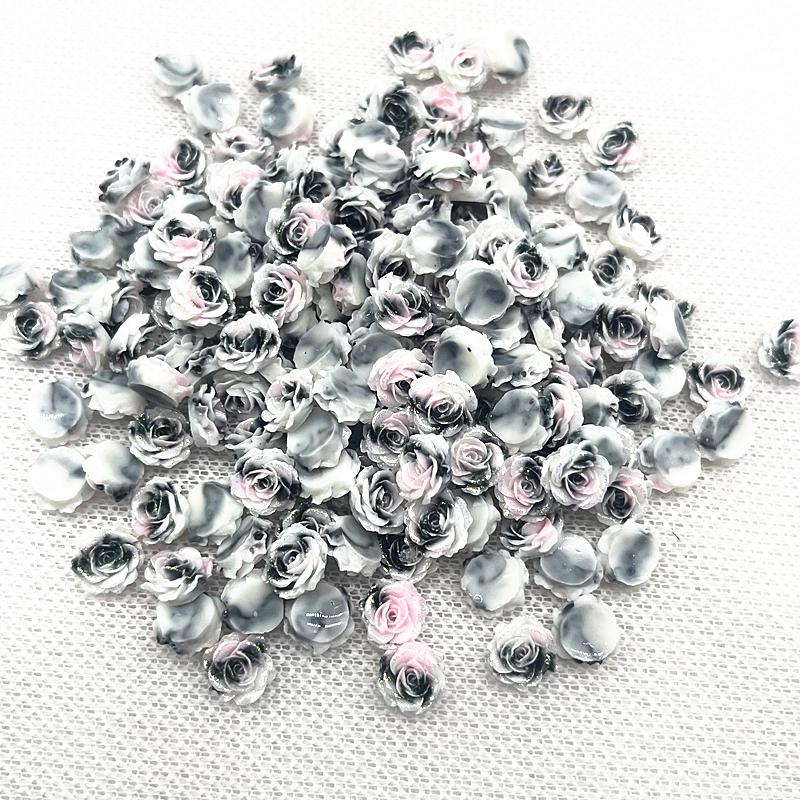 30pcs 13mm High Quality Glitter Resin Rose Flowers for Jewelry Making 3D Nail Accessories Handmade DIY Nail Art