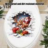 Festive PVC Wall Decals Santa Claus Toilet Sticker, Elk And Gift Box Print, 3D Removable Seat Stickers Christmas Decal, Waterproof Sticker for