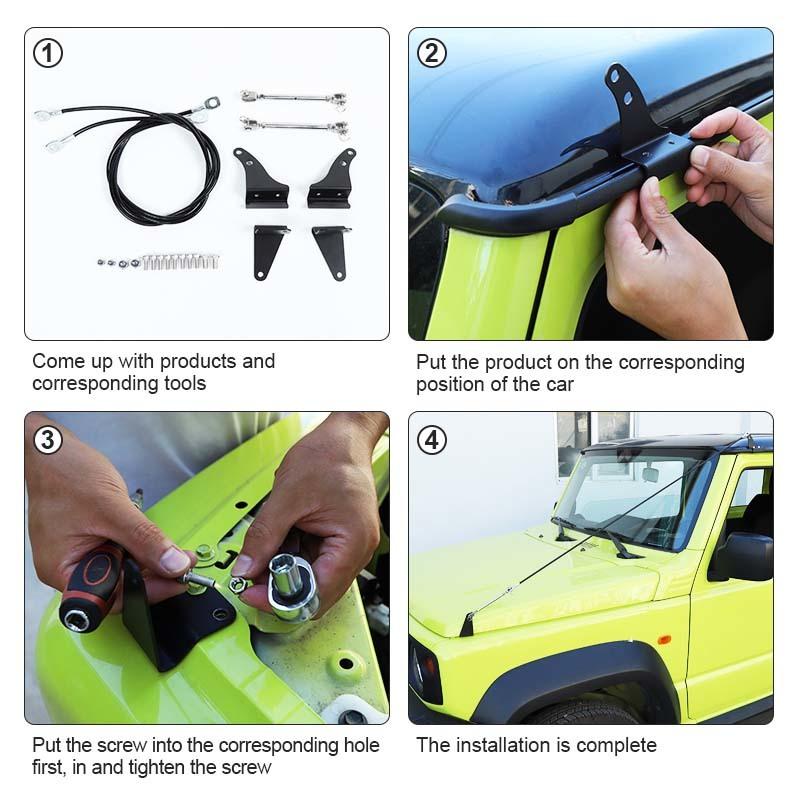 Engine Hood Branch Line Obstacle Protector Deflect Eliminate Rope Hanging Branches Brush Kit For Suzuki Jimny 2019 Up Car Exterior Accessories