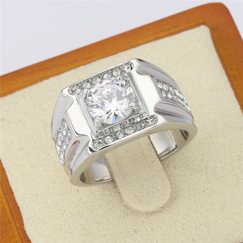 2026 Европейская и Американская Мода Простой Легкий Люкс Мужское Свадебное Алмазное Кольцо Ювелирное Кольцо No. 7