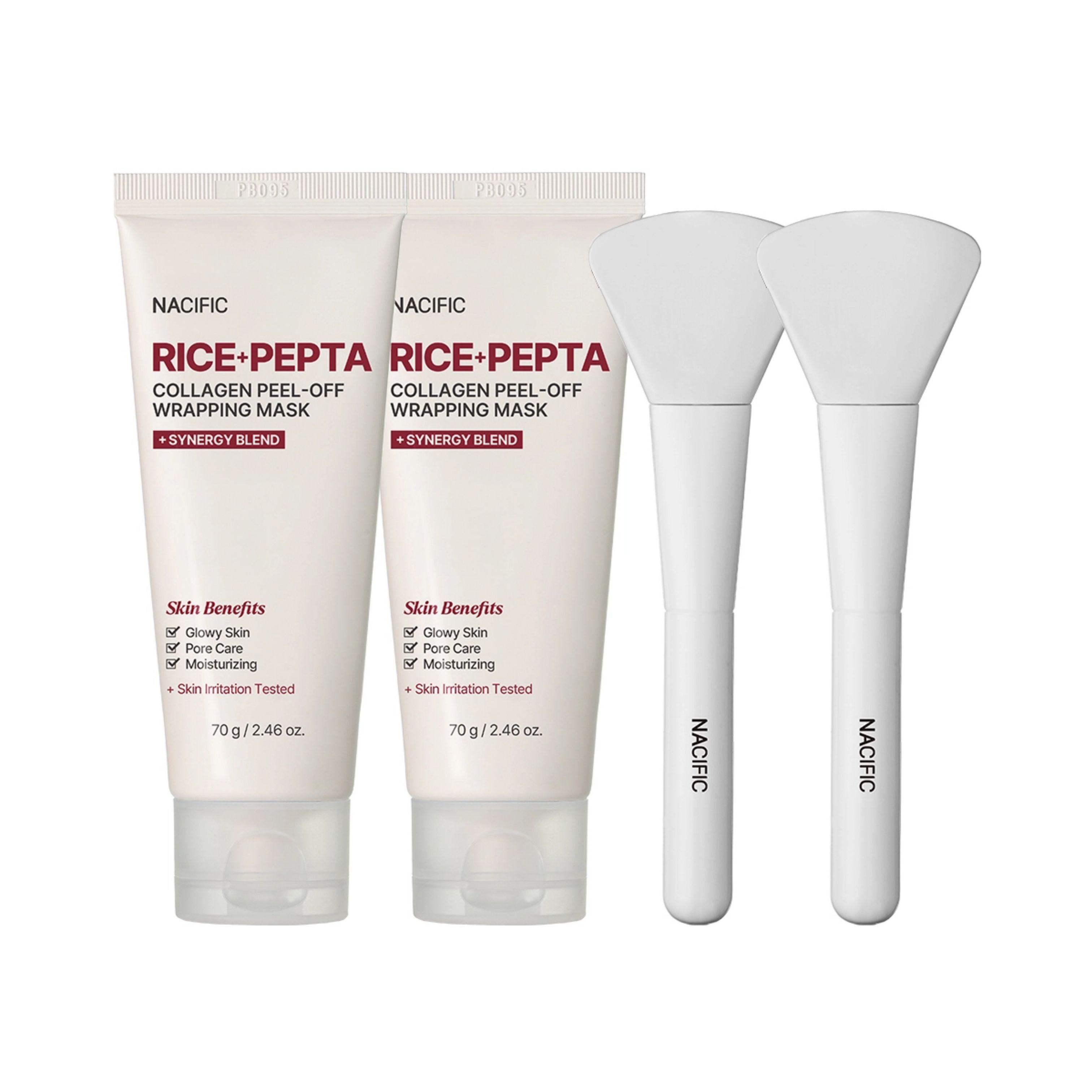 Nacific Rice Pepta Collagen Peel Off Mask 70g x 2 + Brush x 2
