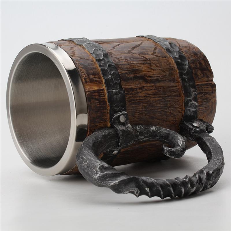 2026+ Drinking Mug Sealed Simulation Log Double Stainless Steel Mug Gift Home Cup Wood Color