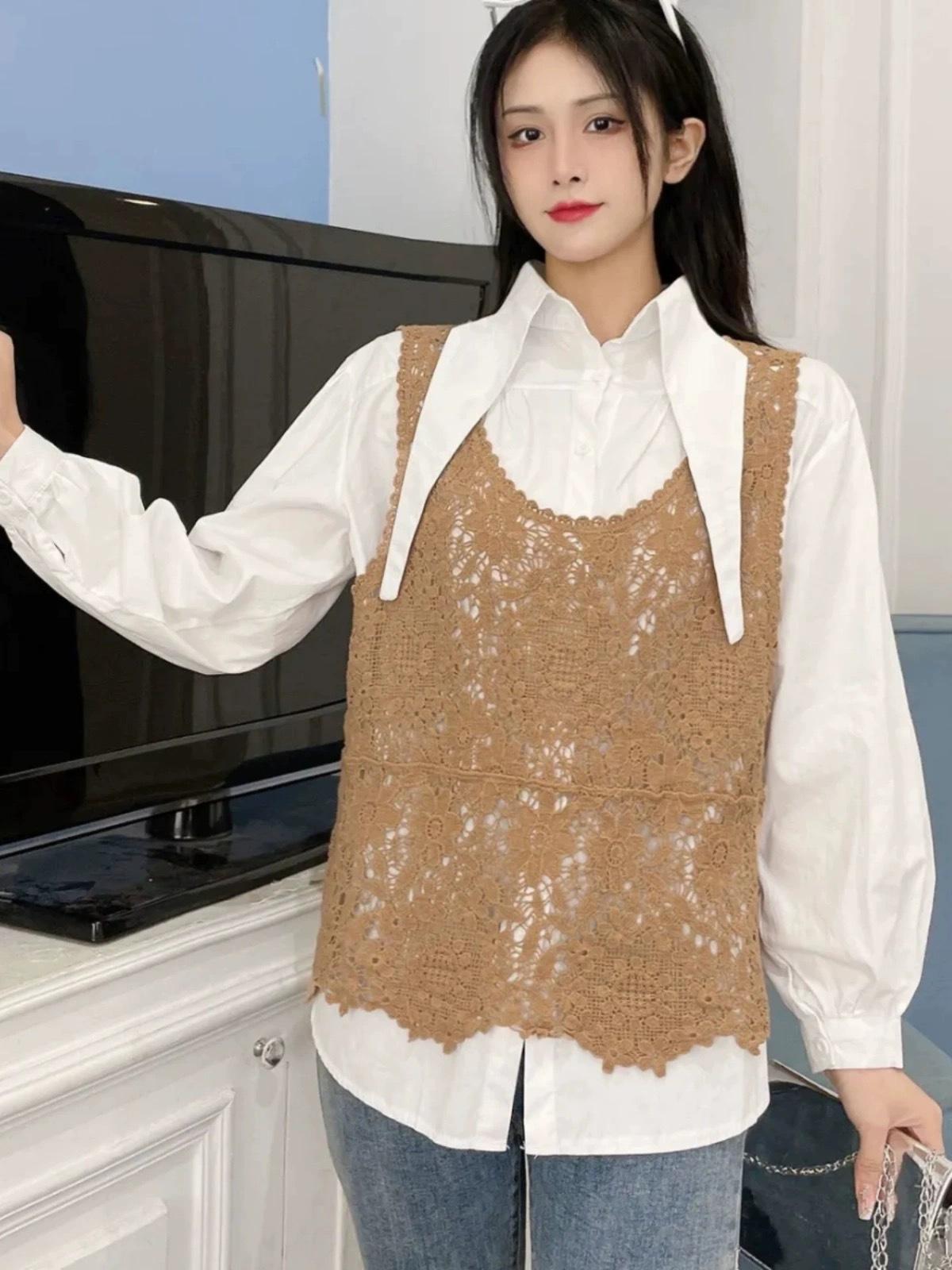 

Новое литературное и художественное вязаное платье-жилет с застежкой-крючком, универсальное женское платье на подтяжках с безрукавным верхом One size