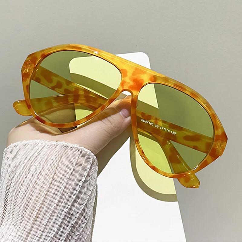 Fashion Oversized Pilot Sunglasses Women Vintage Green Orange Shades Uv400 Men Outdoor Sports Driving Gradient Sun Glasses