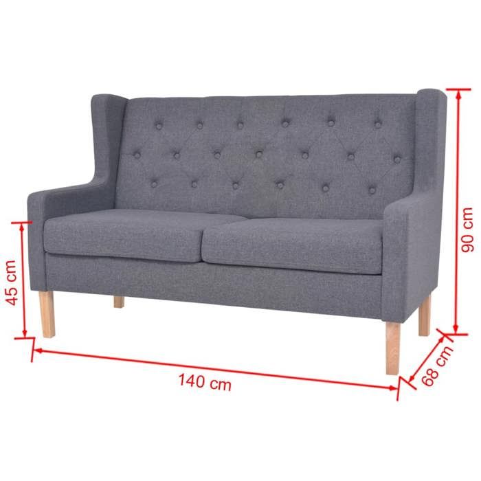 VidaXL Canapé à 2 Places Tissu Gris Canapé de Salon Mobilier de Salon Fauteuil 245453