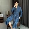 Men's 2025 Spring/Autumn Pure Cotton Long Sleeve Mid-Length Bathrobe