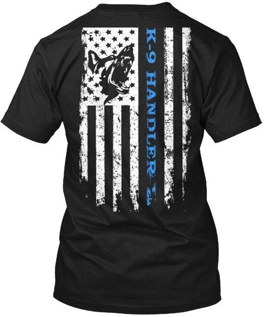 K-9 Flag Police Dog Law Enforcement Handler T-Shirt Size S-4XL S