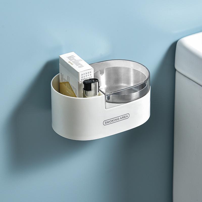 Wall-Mounted Creative Ashtray with Lid - Punch-Free, Anti-Fly Design for Home and Bathroom