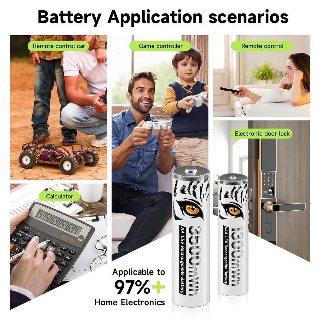 PALO 1.5V AA 3500mWh Rechargeable Battery AAA 1300mWh Lithium-ion Batteries With 8-slot Fast Intelligent Battery Charger