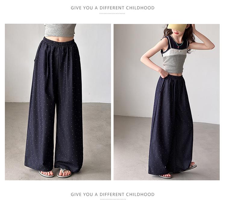 Girls' Summer Thin Tencel Bright Diamond Wide Leg Pants 2026 New Style Girls' Summer Clothes Super Beautiful Casual Pants for Girls