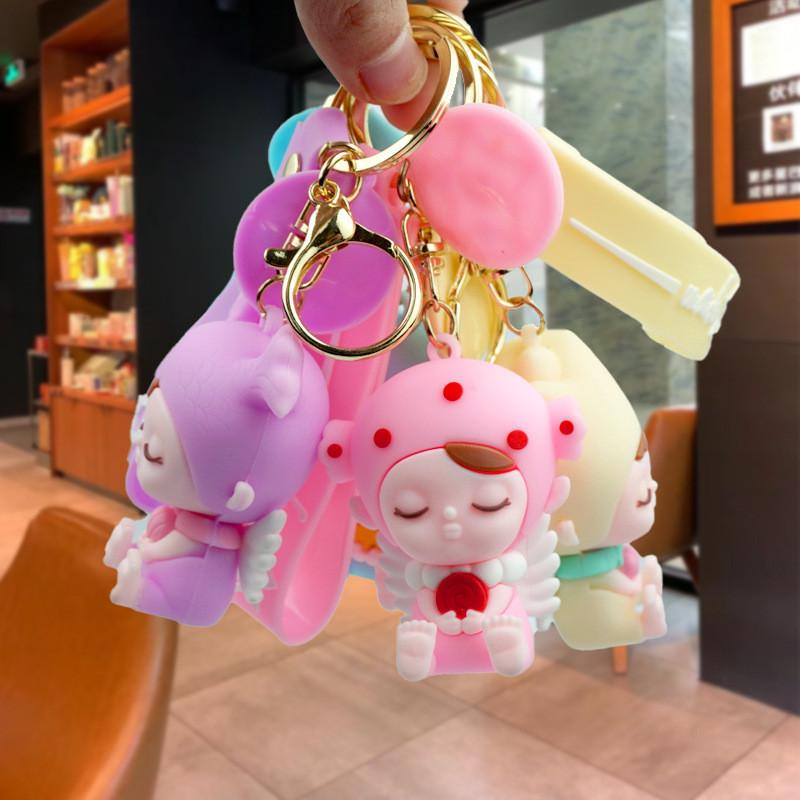 Adorable Creative Angel Baby Keychain Rubber Key Accessory Cartoon Style