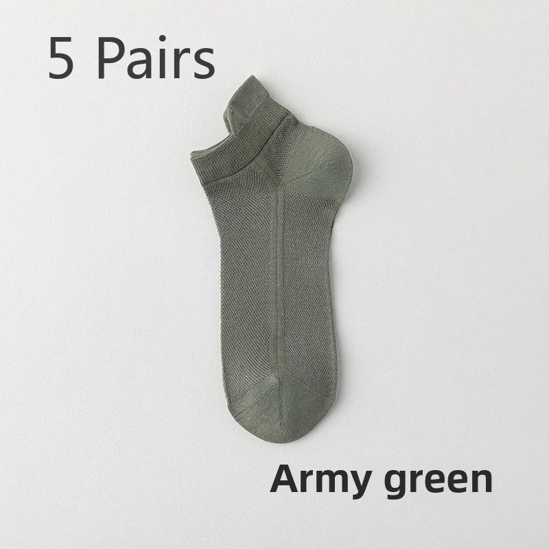 5 Pairs of Men's Summer Thin Mesh Cotton Deodorant Sweat Absorbing Boat Socks