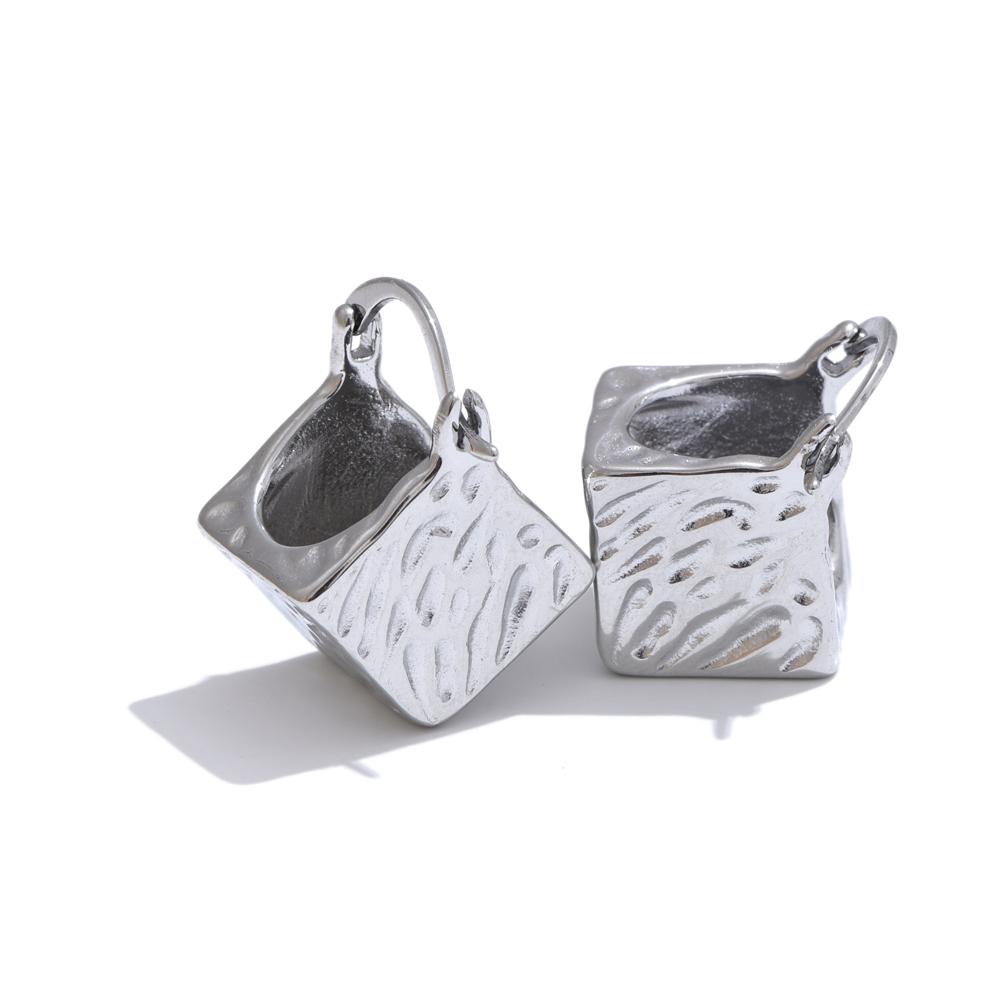 

Yhpup High Quality Stainless Steel Metal Square Hollow Cast Hoop Earrings Women Distinctive Stylish Waterproof Jewelry Korean
