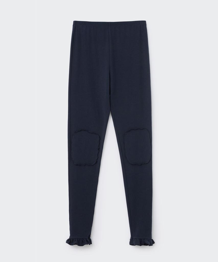 Koseumoseu Patched Ruffle Trim Leggings (Navy)
