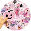 50-Piece Pink Halloween Series Graffiti Stickers - PVC Waterproof Decorative Decals for Phone Cases, Luggage & Notebooks