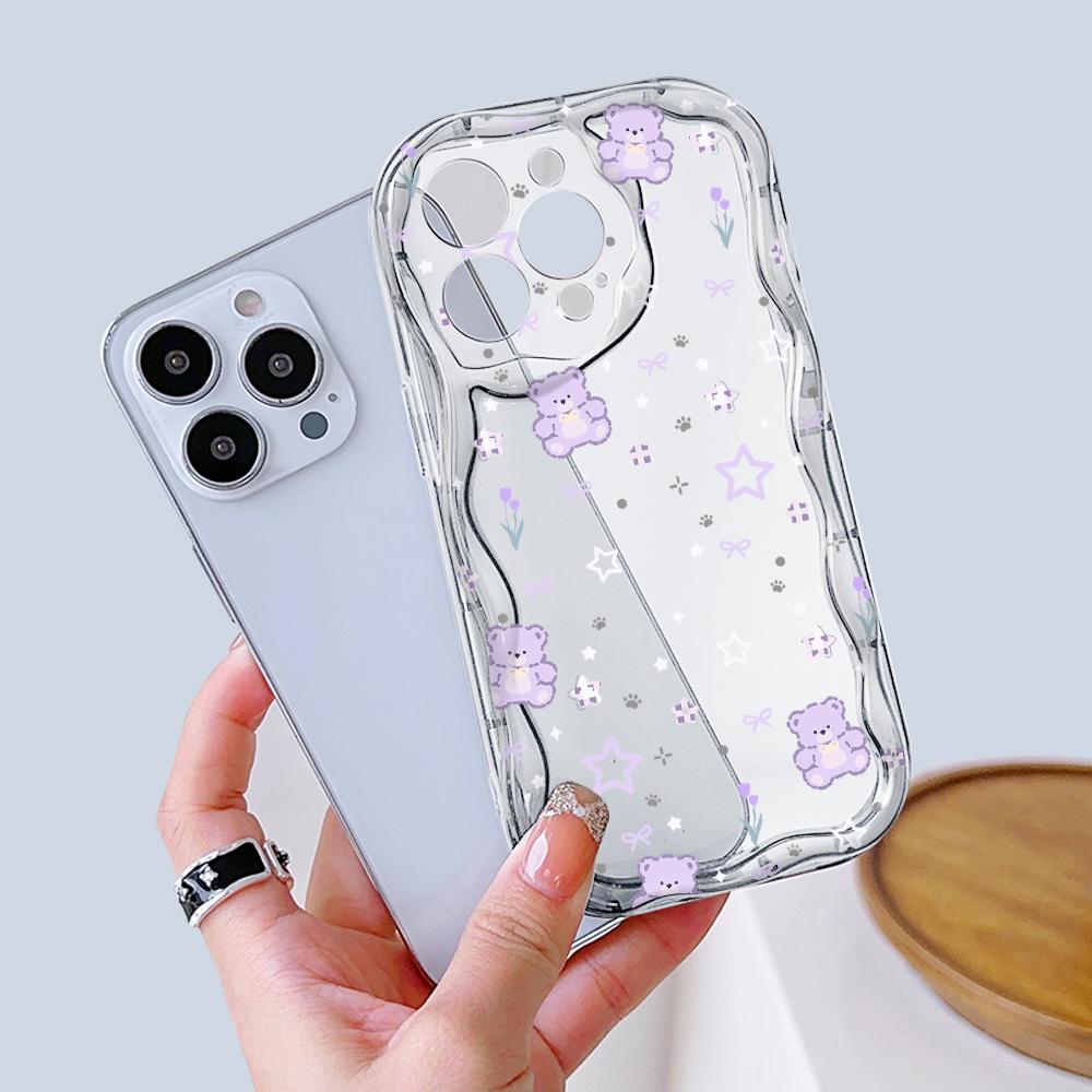 Cartoon Pattern Cream Texture Case Wavy Edge Mykt Silikondeksel Telefonveske til IPhone Samsung Huawei Honor Xiaomi Redmi Infinix Tecno