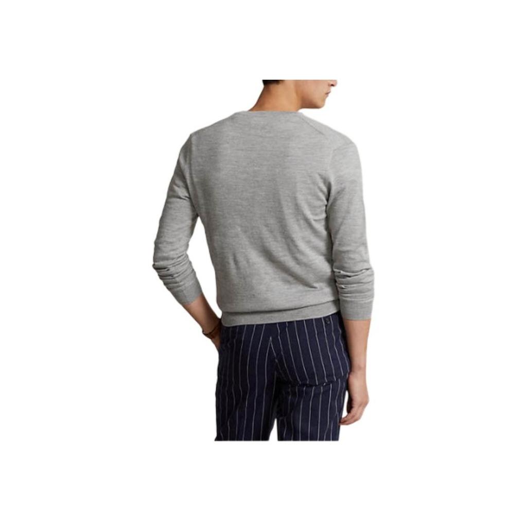Polo Ralph Lauren SS23 Solid Loose V-Neck Long Sleeve Sweater Men sweater Gray MNPOSWE16821117-020