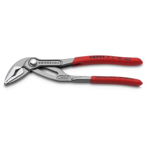 KNIPEX CobraES Extra Slim Water Pump Pliers, 180mm, with Non-Slip Plastic-Coated Handles, 8751-180