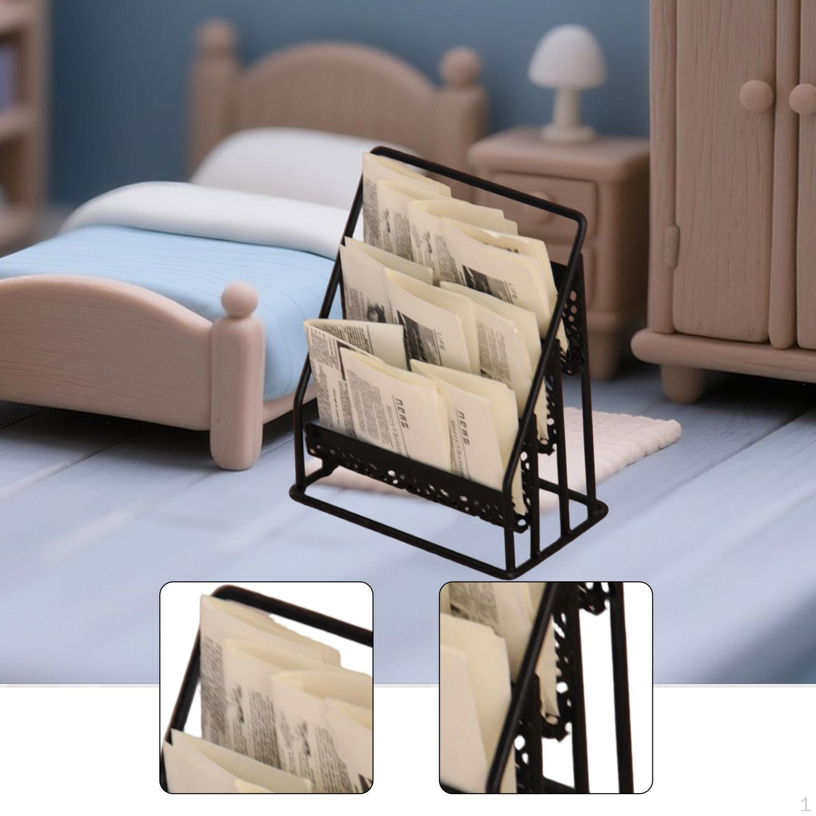 

1 :12 Scale Dollhouse Magazine Display Stand Decoration Realistic Mini Brochure чорний