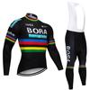 Unisex Long Sleeve Fleece-Lined Cycling Jersey Set Mountain Road Bikes Riding